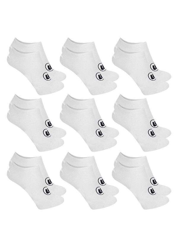 Kit 9 pares de Meias Esporte Legal Sapatilha Invisível Masculina Branco