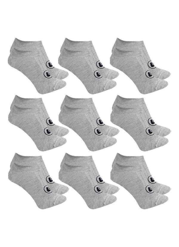 Kit 9 pares de Meias Esporte Legal Sapatilha Invisível Masculina Cinza