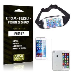Kit Iphone 7 Capa Silicone + Película De Vidro + Pochete Para Corrida - Armyshield