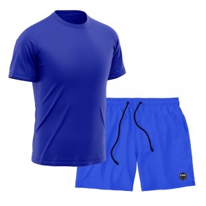 Kit Short + Camiseta Dry Treino Fitness Academia Bermuda Camisa Praia Esporte Azul/Azul Azul/Azul Royal