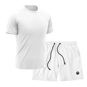 Kit Short + Camiseta Dry Treino Fitness Academia Bermuda Camisa Praia Esporte Branco
