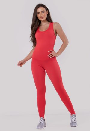 Macacão Feminino Suplex Longo Fitness Academia Ginástica Carol Costas Abertas Esporte 4 Estações