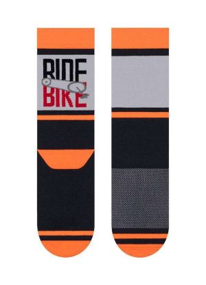 Meia Corrida Cano Longo Selene 4290-001 500-Grafite-Laranja-Fluor