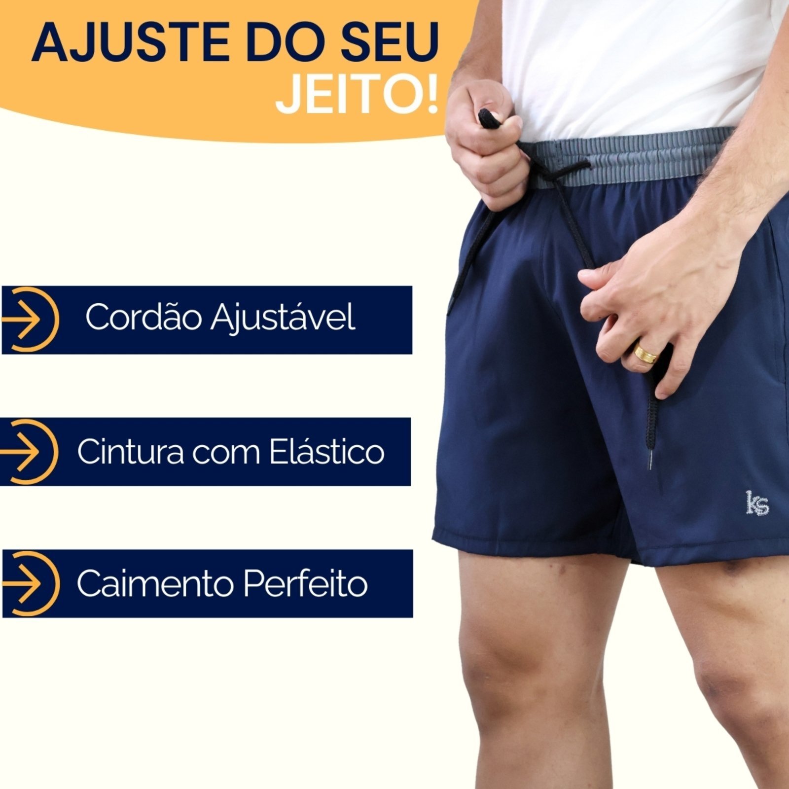 Short Masculino Tactel Elastano KS Bermuda Premium Esporte Academia Praia