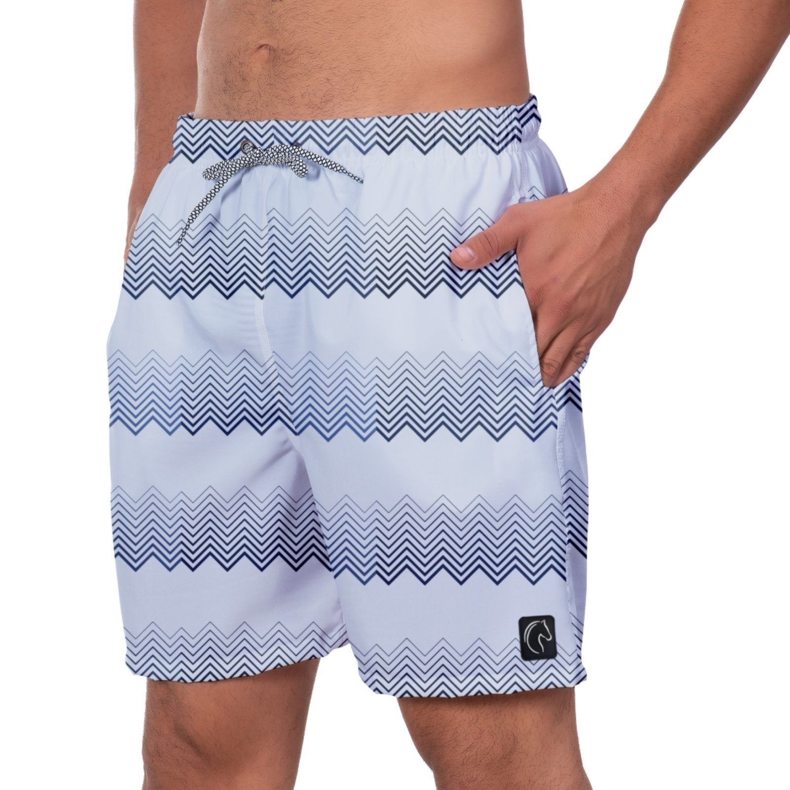 Short Praia Premium Masculino Academia Fitness Caminhada Branco Estampado Moda Corrida Esporte Estilo Conforto W2