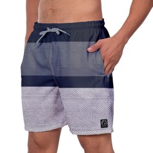 Short Praia Premium Masculino Academia Fitness Caminhada Listras Cinza Moda Esporte Corrida Estilo Conforto W2