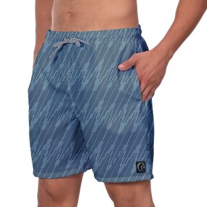 Short Praia Premium Masculino Academia Fitness Caminhada Riscado Cinza Azul Estampado Moda Ajustável Esporte Estilo Conforto W2
