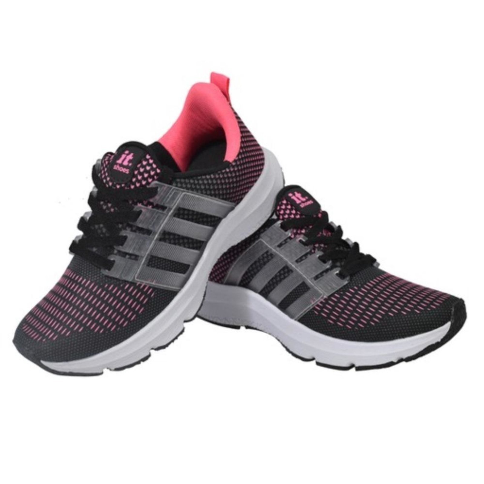 Tênis Feminino Esportivo Caminhada Academia Corrida Musculação Preto/Pink