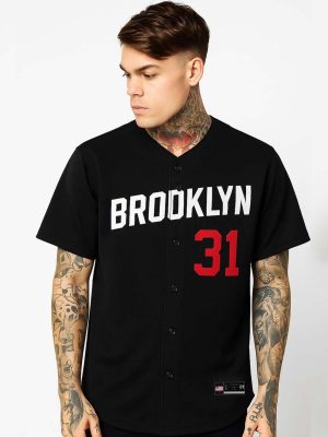 Camiseta Baseball Prison Brooklyn 31 Estilo Streetwear Premiun Unissex Poliéster Preta