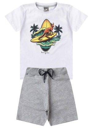 Conjunto Infantil Verão Surf Kangulu Branco