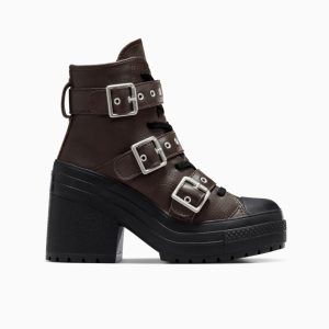 Converse Chuck 70 De Luxe Heel Biker Boot Couro Marrom