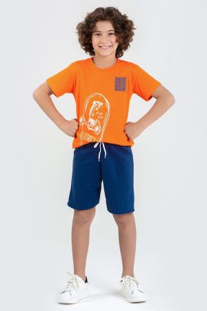 Infantil - Conjunto Verão Masculino Skater - Laranja