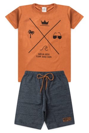 Infantil - Conjunto Verão Masculino Surf and Sun - Caramelo