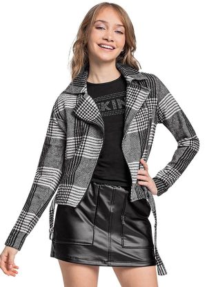 Jaqueta Biker em Tecido Alfaiataria Preto