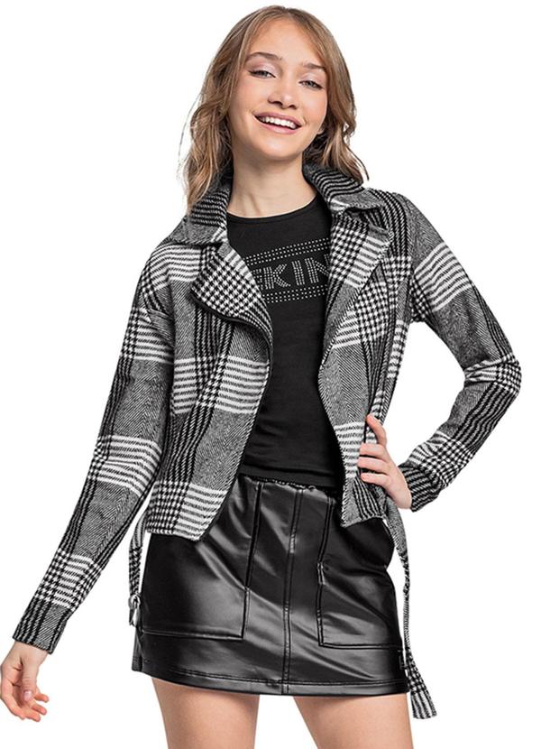 Jaqueta Biker em Tecido Alfaiataria Preto