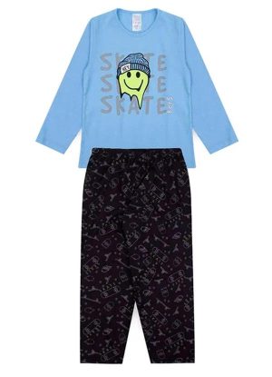 Pijama Infantil Masculino Inverno Skate Azul