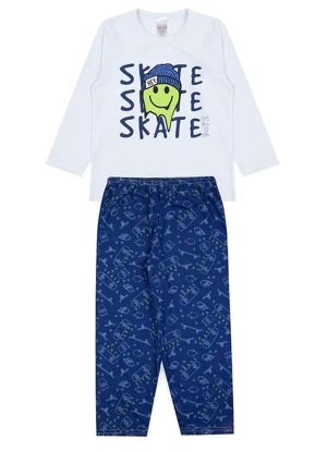 Pijama Infantil Masculino Inverno Skate Branco