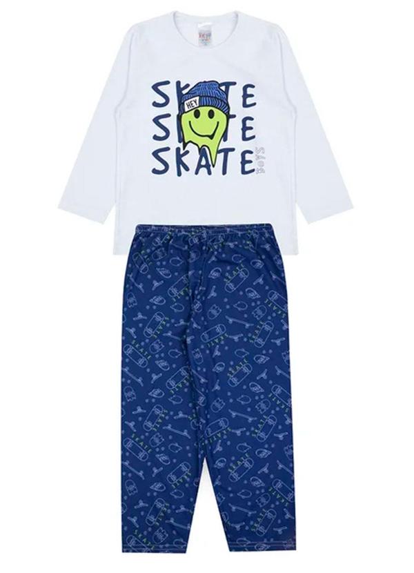 Pijama Infantil Masculino Inverno Skate Branco