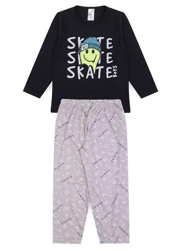 Pijama Infantil Masculino Inverno Skate Preto