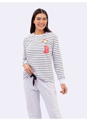 Pijama Manga Longa Turma da Bia Baseball Team Branco