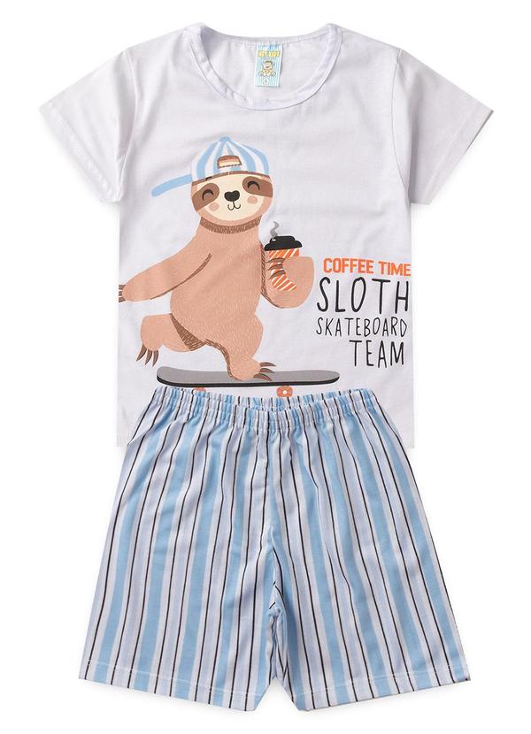 Pijama Masculino Verão Preguiça Skate Branco